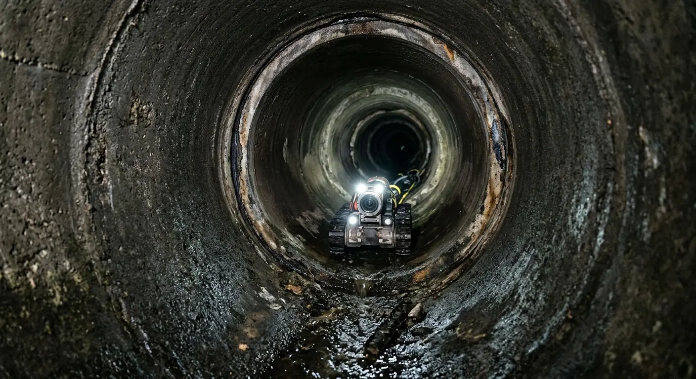 Robotic sewer camera inspecting pipe interior for Sewer Line Cleaning in Tracyton